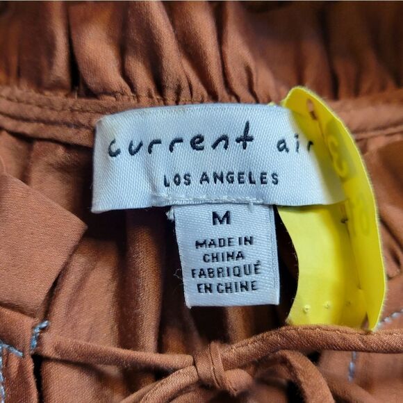 Current Air Flutter Sleeve Tiered Mini Dress Bronze Brown Belted - Picture 12 of 14